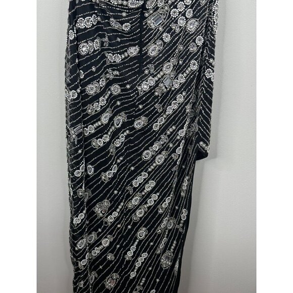 Mac Duggal 10880 One-Shoulder Cut Out Black Evening Gown Size 2 NWT Pearls Beads - Picture 9 of 12